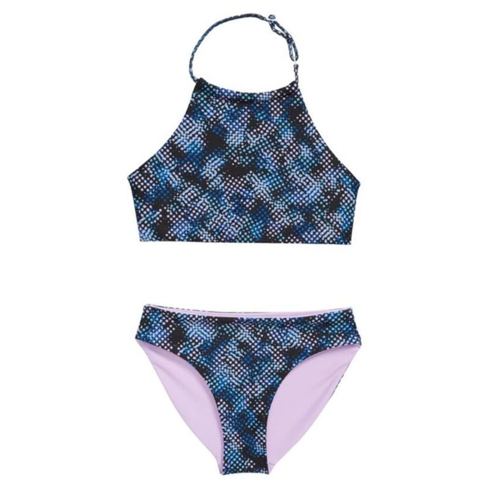 ZELLA GIRL Kids' Reversible Two-piece Swimsuit In Black Multi Lota Print Size 14